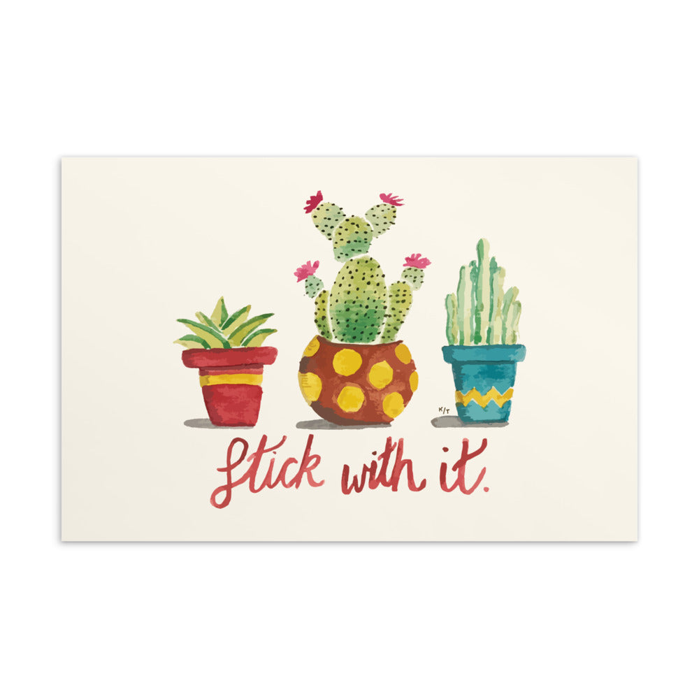 stick with it watercolor postcard